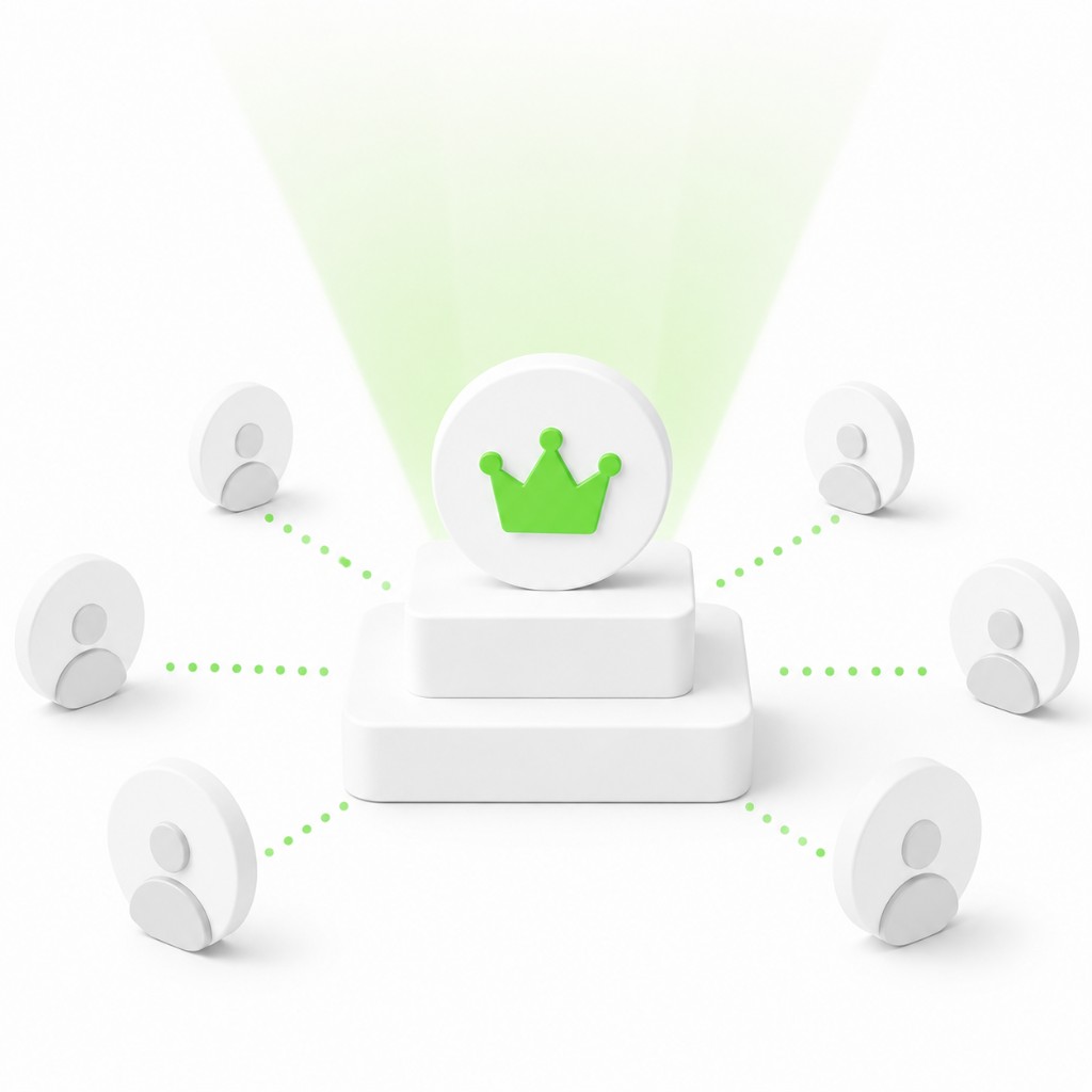 3D illustration of a crown podium symbolizing authority and visibility